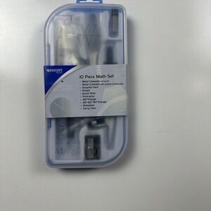 10-Piece Math Set for Students, Includes 2 Compasses, Protractor & Ruler, Bac...